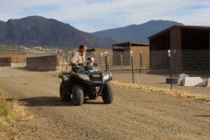 Pocket pittie, John and Ramona on ATV