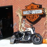 D & S Harley Davidson Pet Day, Store entrance with Skeleton on bike
