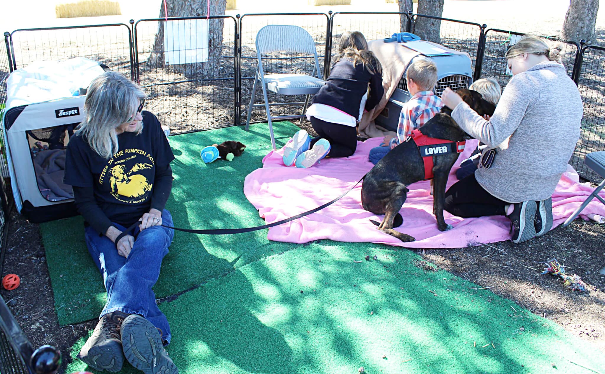 Foster a Dog_Rescue Ranch volunteer and foster Mary Luton at Hunter Orchards Rescue Ranch Inc.