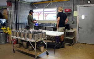 Rescue Ranch volunteer_New volunteer getting orientation during Mill Fire