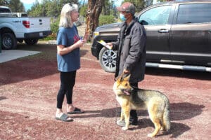 Rescue Ranch volunteer, RRAAP, Cheryl promoting RRAAP during VaxClinic in Vistas
