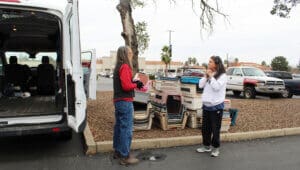 Rescue Ranch volunteer s during rescue transport