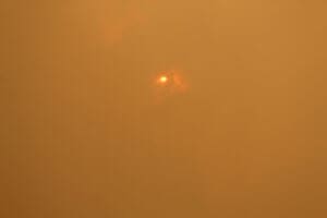 MCkinney Fire, Saturday 5pm sky above the ranch