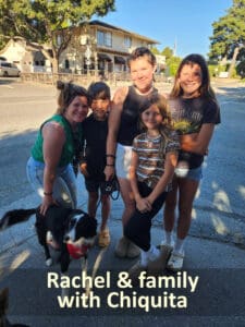Find dogs homes_ Rache and family with Chiquita